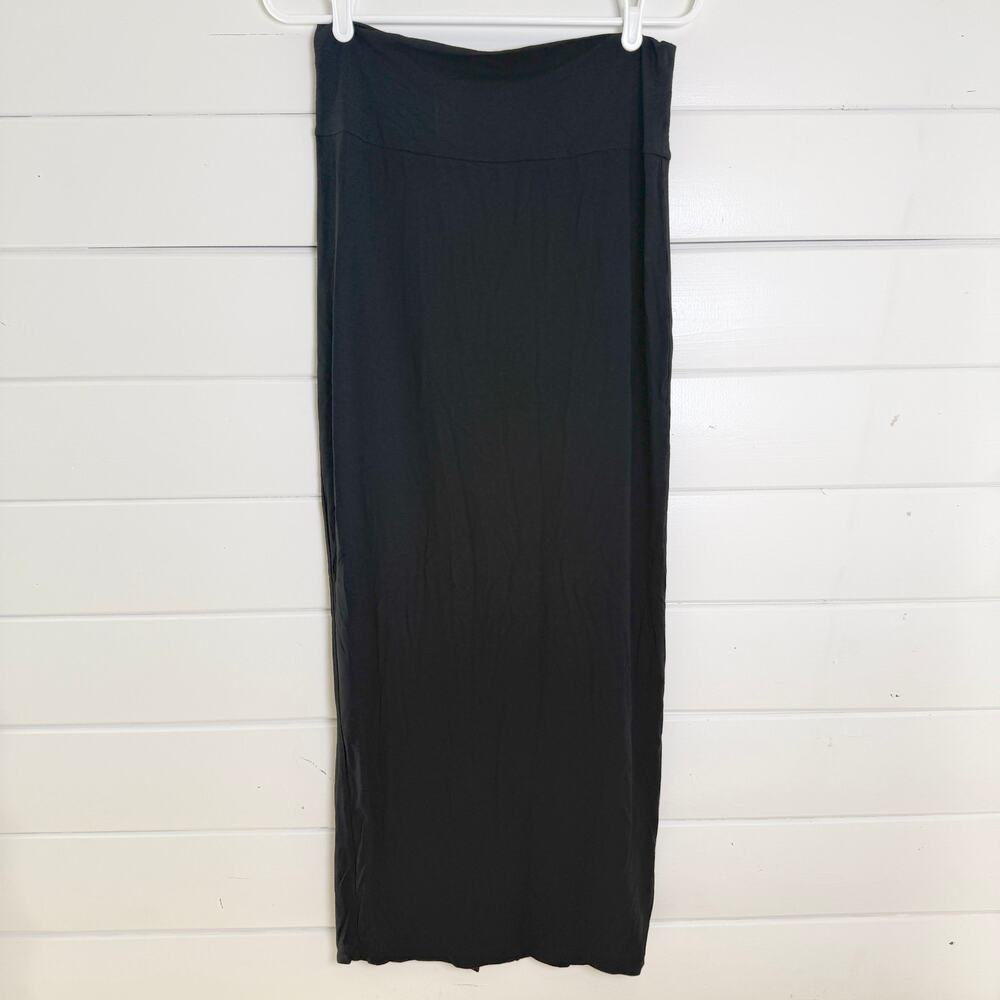 Eileen Fisher Slip‎ Skirt Womens Small Black Back Slit High Waisted